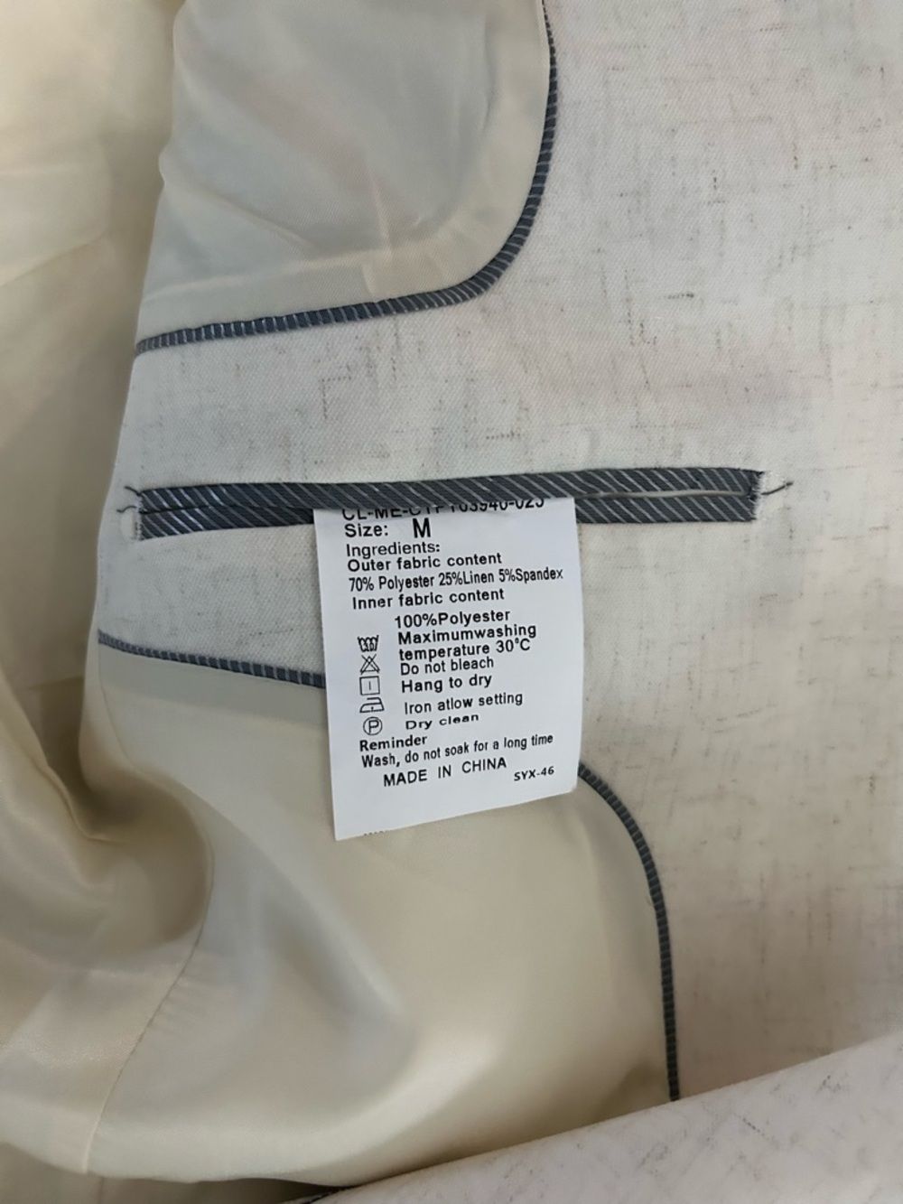Men's Cream Linen Suit - Classic Tailored Blazer & Trousers - Picture 5 of 8